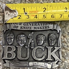 Buck Knives Metal Belt Buckle Silver Western 1.5in « Four Generations » Text