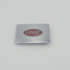 Peterbilt Logo Men&rsquo;s Silver Red Metal Belt Buckle Transportation Theme
