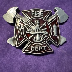 Red Fire Department Fire Fighter Fireman Belt Buckle Metal BU79
