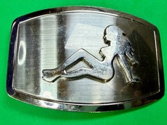 Mud Flap Sexy Girl Woman Silhouette Figure Silver Tone Trucker Biker Belt Buckle