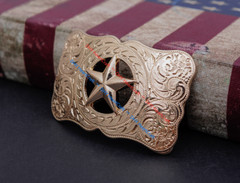 WESTERN COWBOY CHAMPION GLOD TEXAS RANGER STAR RODEO 3D JEANS TROPHY BELT BUCKLE