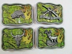 Mixed Lot of 4 Western Green Camo Belt Buckles New USA Seller