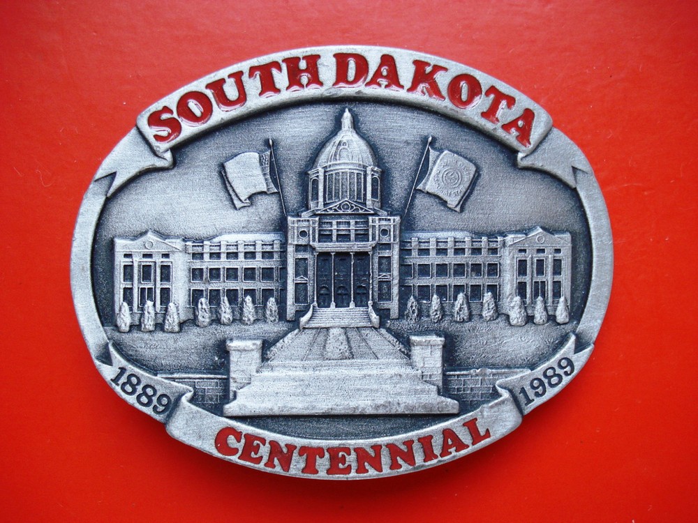 VTG 1989 South Dakota Centennial Limited Edition Pewter Belt Buckle