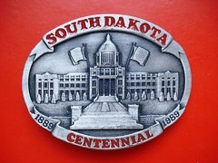 VTG 1989 South Dakota Centennial Limited Edition Pewter Belt Buckle