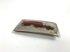 Vintage DECO Red TRACTOR TRAILER Big Rig TRUCK BELT BUCKLE Hook Fast