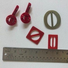 Buckles Vintage PLastic Buttons Red and Green