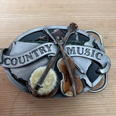 VTG Siskiyou Country Music Western Cowboy Cowgirl Musician Metal Belt Buckle
