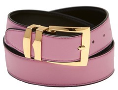 Concitor Men&rsquo;s Belt Reversible Wide Bonded Leather Gold-Tone Buckle 34, Pink