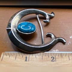 Southwestern Turquoise Naja Crescent Belt Buckle Silver Tone Oval Cabochon Blue