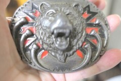 Vintage 1991 Siskiyou Pewter Native American Grizzly Bear Head Claws Belt Buckle
