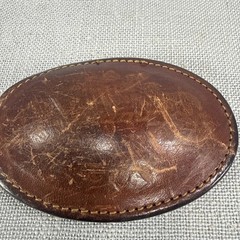 Vintage Brown Leather Covered Western Oval Belt Buckle Fits 1.75” Belt USA
