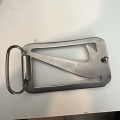 Nike Swoosh Silver Colored Belt Buckle Sz 2&Prime; x 3.5&Prime; Plate Style with Logo Cutout