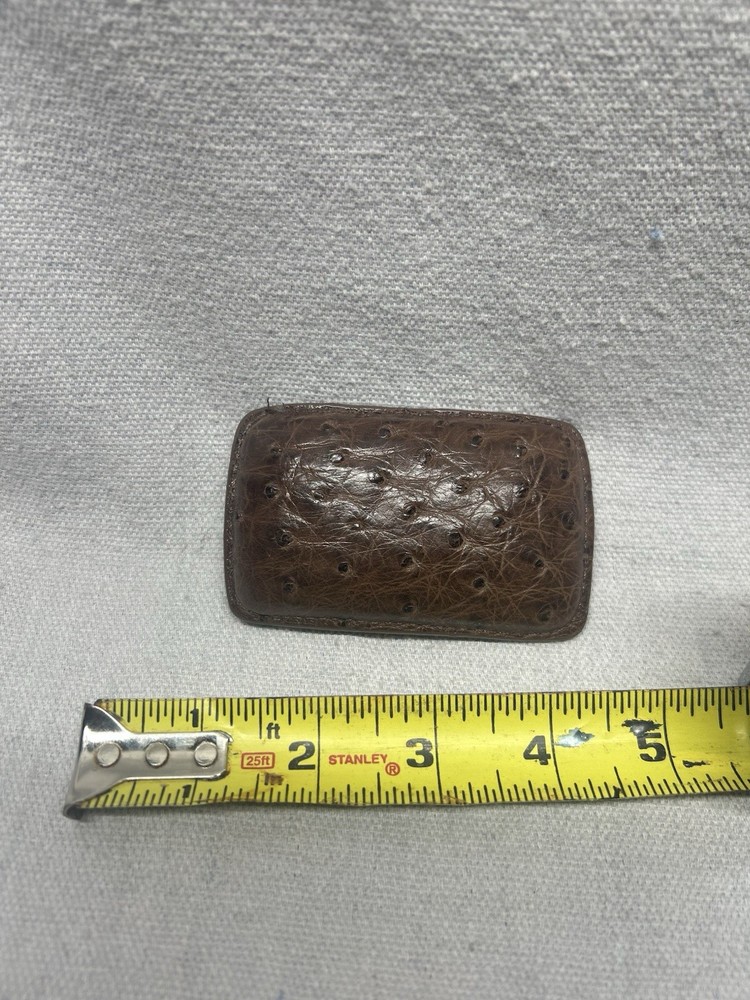 Belt Buckle New Brown Tan Full Quill Ostrich Leather