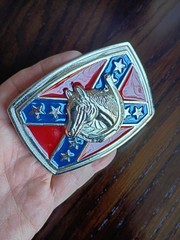 Red White Blue Stars Horse Shoe Belt Buckle New