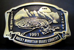 Rocky Mountain Brake Supply RMB 1991 Belt Buckle Casper & Elko Anacortes Brass