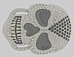Skull Belt Buckles Men Women Rhinestones Vintage Skeleton Silver Metal Pirate