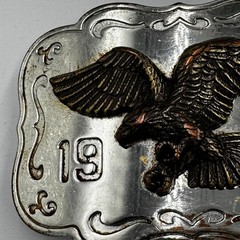 Vintage 1981 Eagle Belt Buckle Western Americana Silver Bronze Two Tone 80s