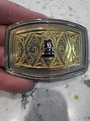 Vtg Atchison Topeka & Santa Fe Railroad ATSF Chico Gold Silver Belt Buckle BHN