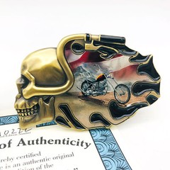 Pewter Belt Buckle Ride Hard Live To Ride Motorcycle Biker Eagle Skull Flames