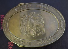 Western Union Telegraph Co. Eagle U.S. Belt Buckle Tiffany Broadway NY Stamped