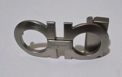 AUTH. SALVATORE FERRAGAMO SILVER GANCINI BELT BUCKLE FOR 1.3&Prime; WIDE BELT STRAP