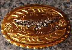 Vintage Metal Belt Buckle Flying Eagle Gold & Silver Tone