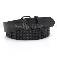 Studded 3 Row Silver Pyramid Made Belt Leather Punk Rock Gothic