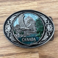 Vintage Siskiyou Canada Belt Buckle 90’s Mountain Eagle Enamel