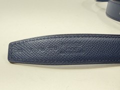 Authentic HERMES H Logo Reversible Belt Strap Blue Gold Tone Buckle Kit 85