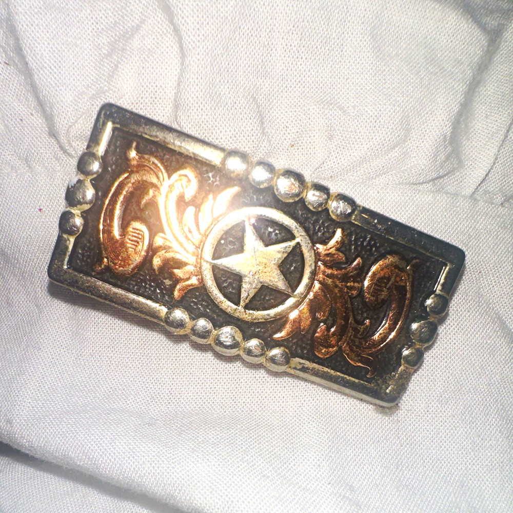 Western Texas Star Studded Metal Belt Buckle Silver/Gold Tone Fits 1.5 in