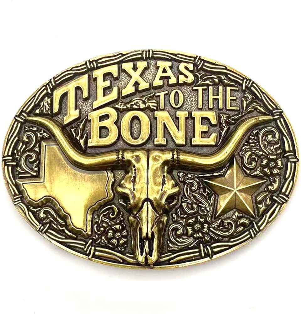 Texus longhorn belt buckle vintage Western Cowboy Retro Cool Oval Large Bull