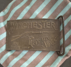 Tiffany & Co. Winchester Repeating Arms Engraved Antique Metal Belt Buckle 2&Prime;