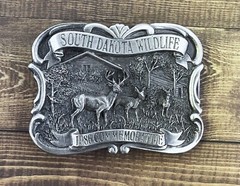 1986 Commemorative Vintage South Dakota Wildlife Arrowhead Gemcraft Belt Buckle