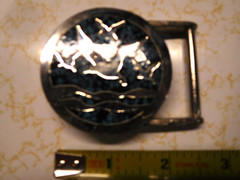 Vintage MJ brand Brilliant Four Ducks Flying, Turquoise Chips Men&rsquo;s Belt Buckle