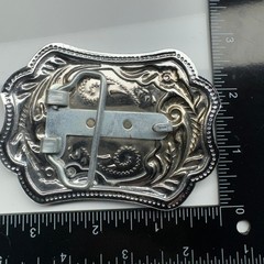 Western Eagle Belt Buckle Silver Tone Gold Tone Ornate Floral Design Cowboy