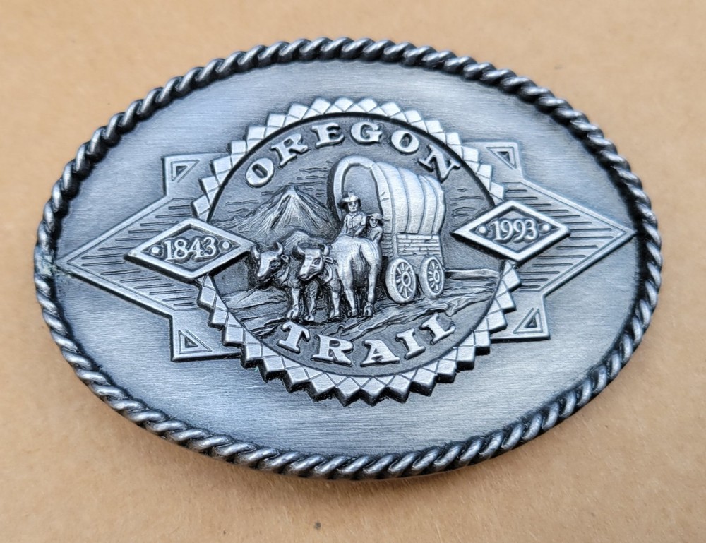 Siskiyou Buckle Co. 150 Year Anniversary 1843 Oregon Trail 1993 Belt Buckle EUC