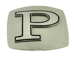 Initial Letter P Belt Buckle Western Rodeo Texas Style Silver Plain Finished New