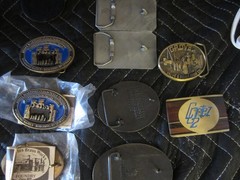 LOT OF 14 belt buckles Chrome BRASS metal Some New Some Old one is not a buckle