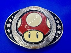 Nintendo Super Mario Bros Game Spinning Mushroom Reversible Novelty Belt Buckle