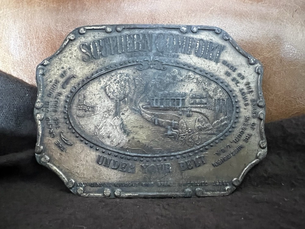 Vintage Southern Comfort Belt Buckle Whiskey Aged Heavy Large 1970s Liquor
