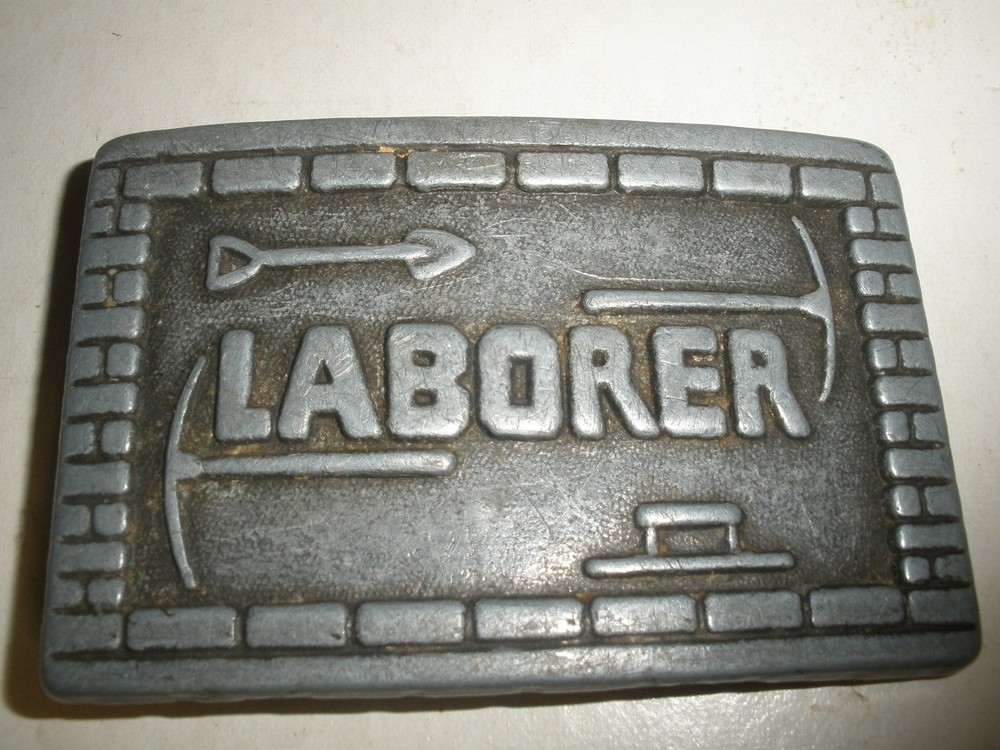 Belt Buckle Metal Laborer 3.5&Prime; X 2.25&Prime;