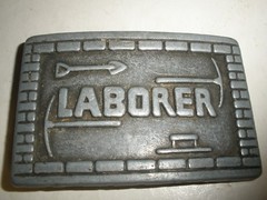 Belt Buckle Metal Laborer 3.5&Prime; X 2.25&Prime;