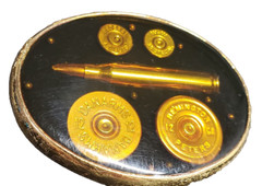 Von West Inlaid Shell Casing Ends Gun Firearm Belt Buckle 1980s Gift