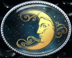 Crescent Moon Belt Buckle – Esoteric Celestial Handmade Resin Buckle – 35
