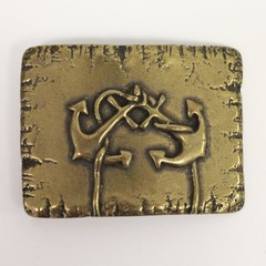 Maritime Belt Buckle Antique Brass with Double Anchor – Rustic Metal Buckle
