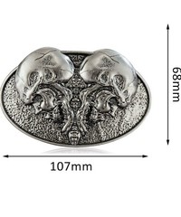 Double Skull Belt Buckle for Men, American Western Cowboy, Punk, Gothic, Silver