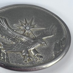 Vintage Eagle Belt Buckle Metal Western Cowboy Accessory Silver Tone Oval 80s