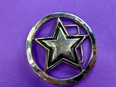 Famous Stars & Straps Five Point Star Logo See-Trough Silver Color Belt Buckle