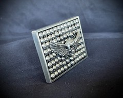 Flying Skull Winged Belt Buckle Gothic Industrial Beaded OOAK Darren McNeese