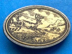 Vintage Deer Buck Hunting Belt Buckle Alaska Canada